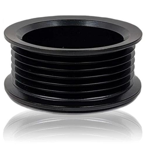 2.1" (55mm) 6 rib pulley, black hard anodized steel / wear resistant