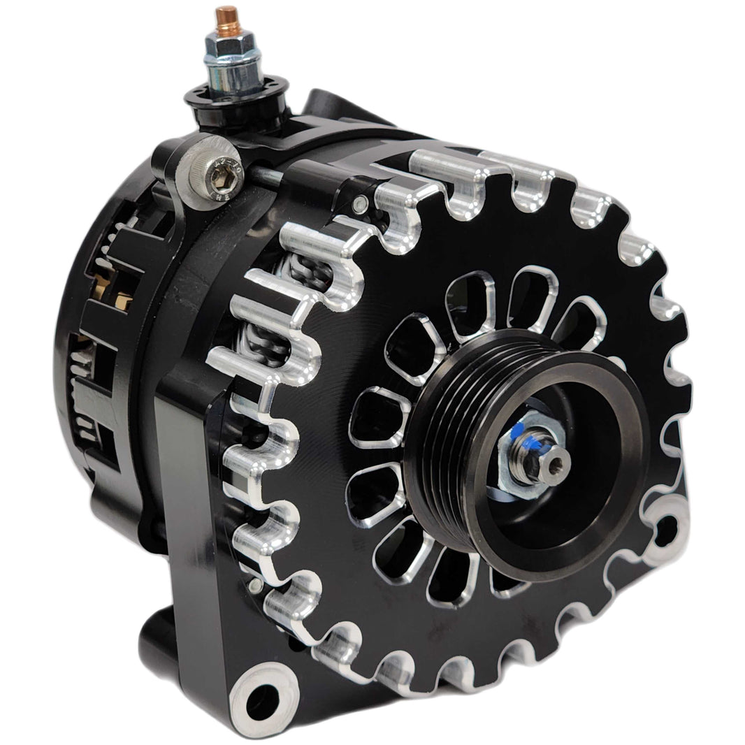 250 Amp Black Billet High Output Alternator for GM 2 pin WITH RVC Bypass | B14019250B | by: Mechman @ the lowest price of $549.00