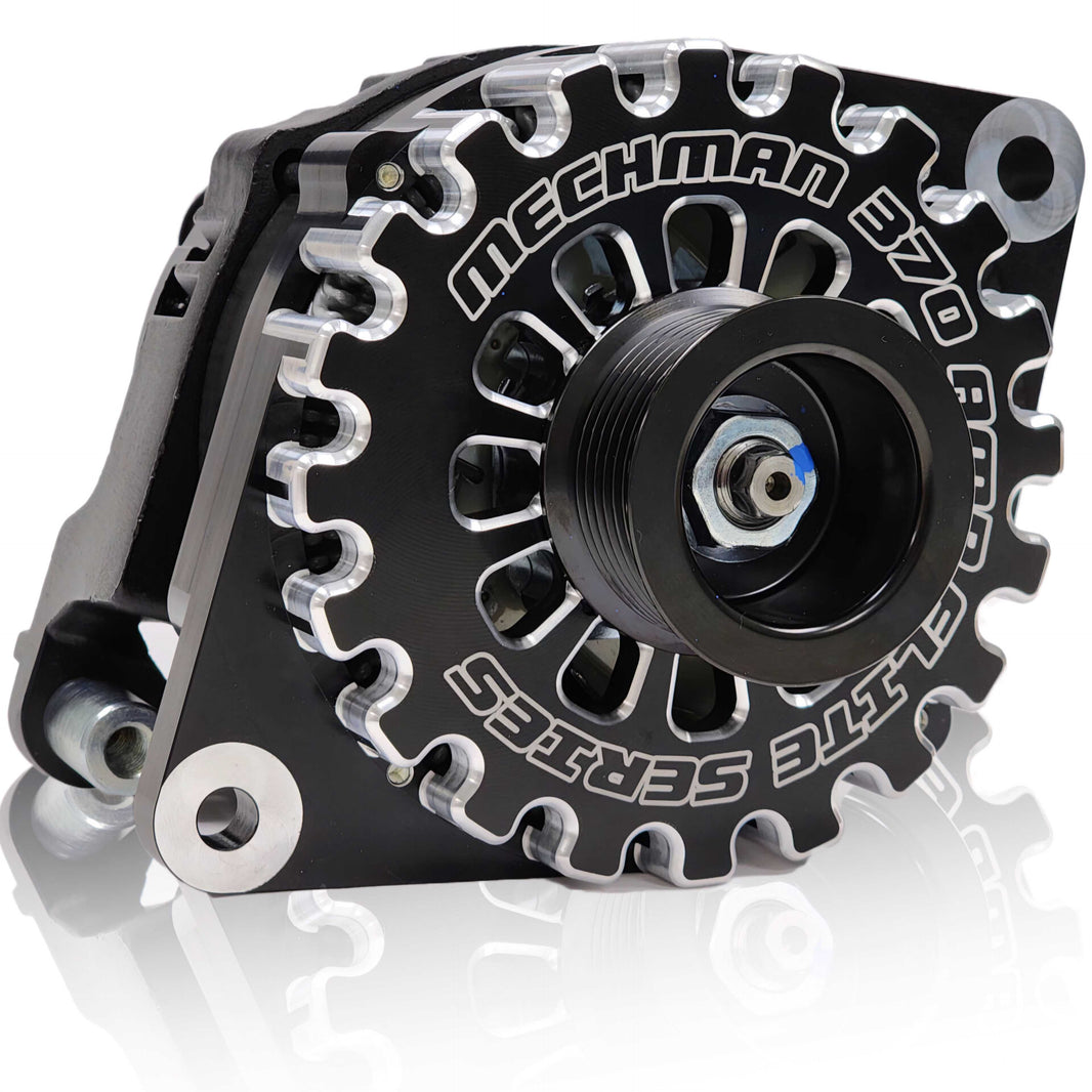 370-amp Billet Elite Series Large Case alternator for early 5.9L Cummins | B13302370B | by: Mechman @ the lowest price of $629.00