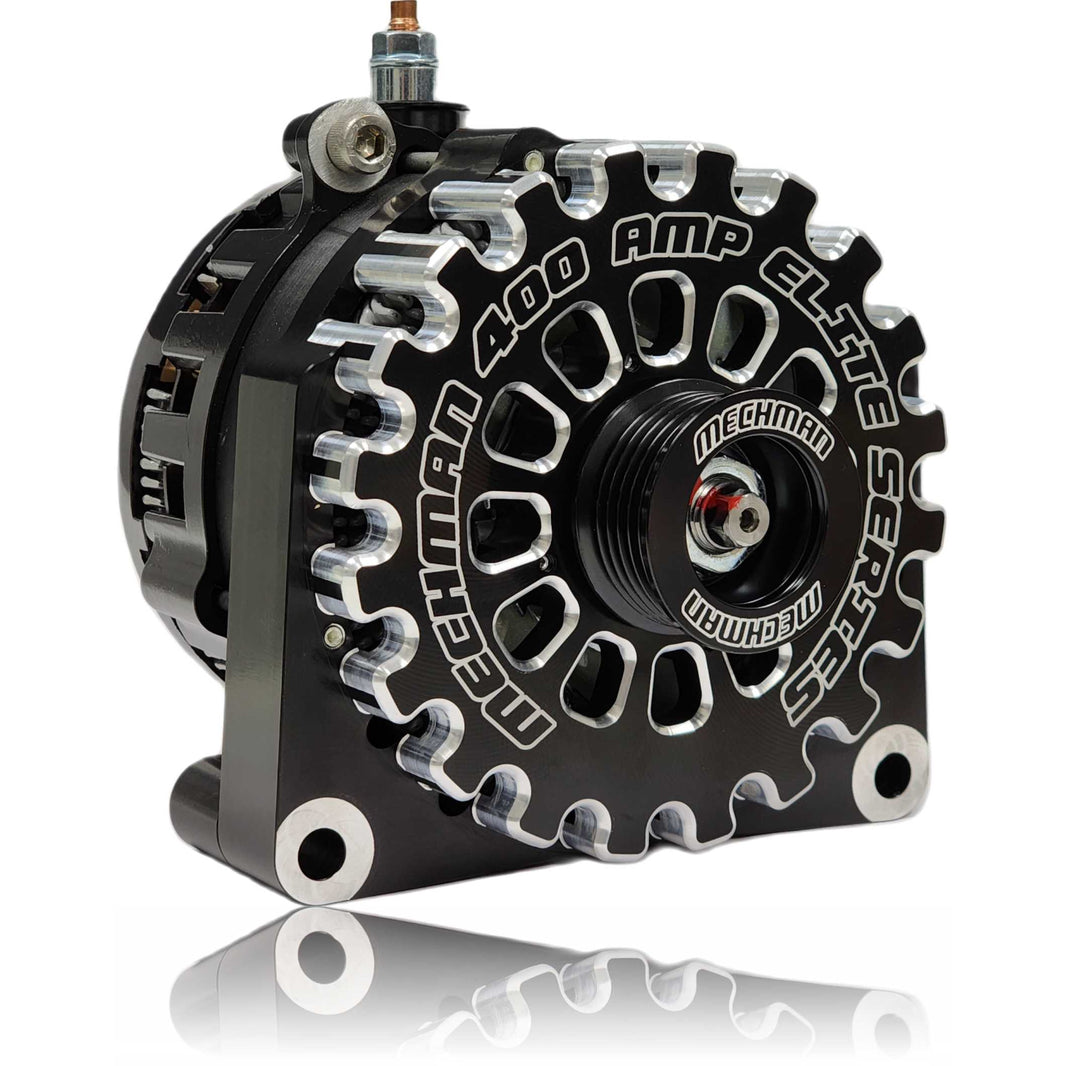 400 Amp Black Billet High Output Alternator for GM Truck / SUV with OEM STRETCH BELT | B11785400B | by: Mechman @ the lowest price of $699.00