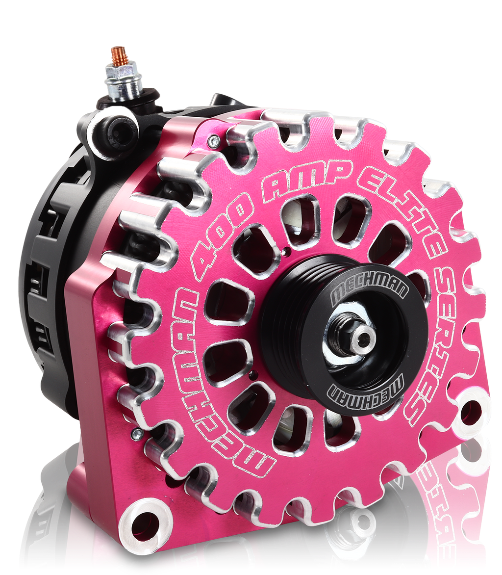 High output 400 Amp Pink Billet Alternator for 14-18 GM Silverado Sierra Suburban Tahoe Escalade | B14019400PI | by: Mechman @ the lowest price of $699.00
