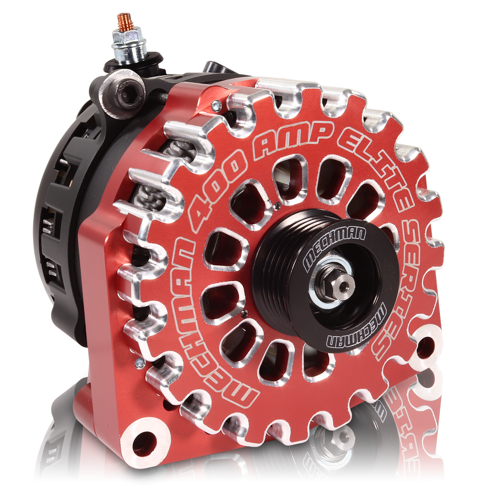 400A large case BILLET hairpin alternator for 2001-2007 GM truck 6.6l Diesel - side output stud - RED | B11348400RD | by: Mechman @ the lowest price of $699.00
