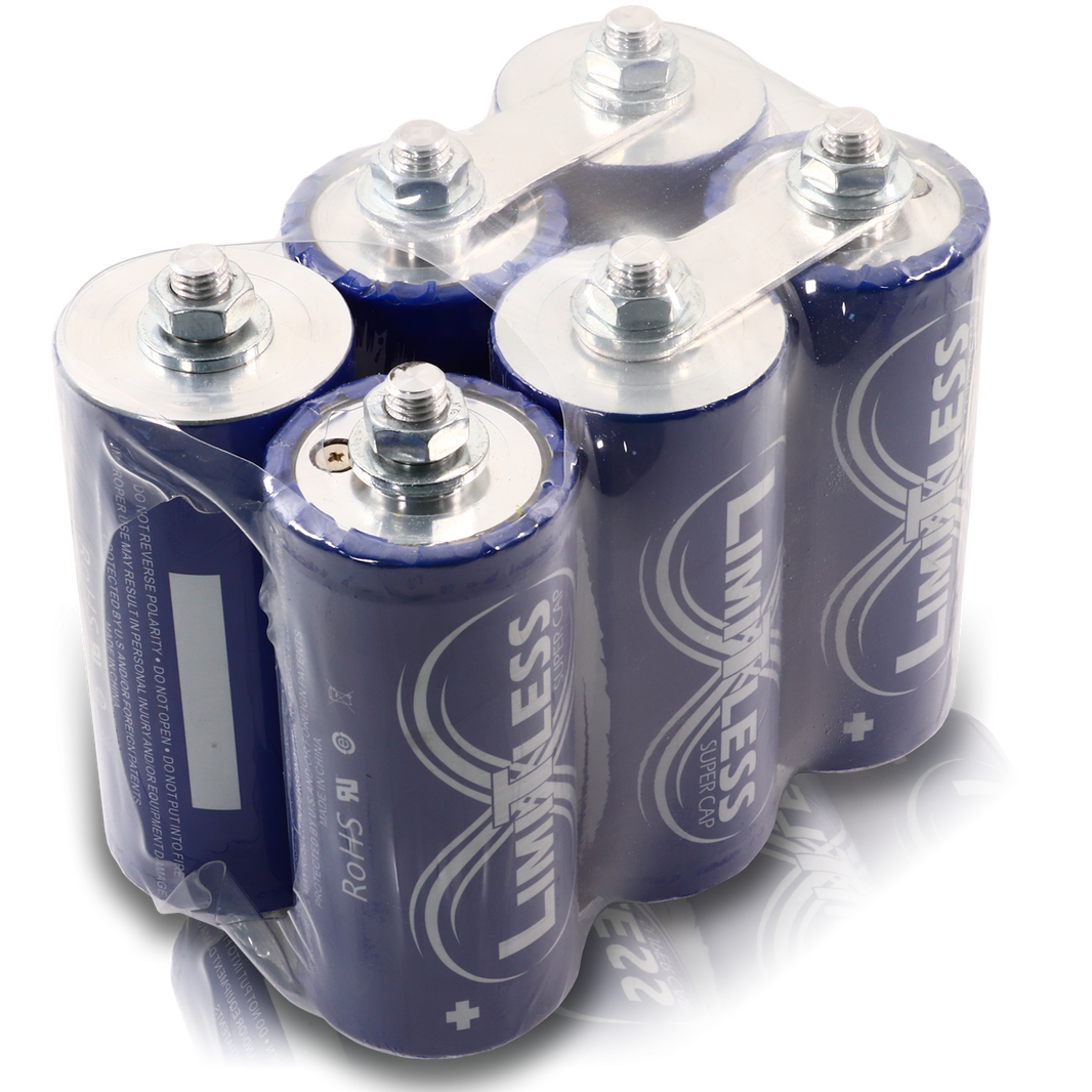 Limitless Super Caps 2.7V 3000F bank of 6 | LL-SUPERCAP-2.7-6PACK | by: Limitless Lithium @ the lowest price of $399.00