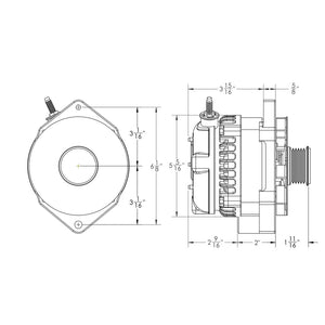 S Series 320 Amp Alternator with 6.15" Bolt Pattern - CHROME w/ March Pulley | BP572320C-M175 | by: Mechman @ the lowest price of $799.00
