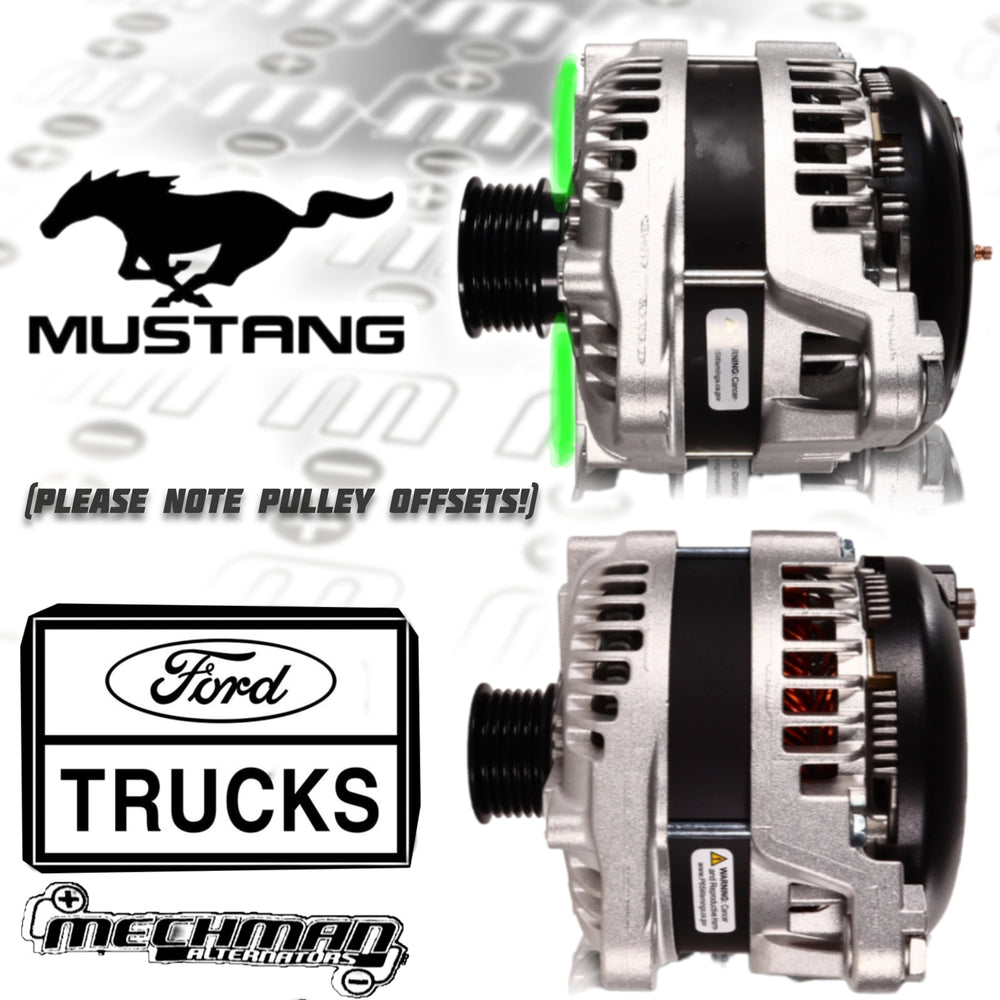 240 amp high output racing alternator Ford 5.0L Coyote engine swap - 1 wire turn on | 11626240-1 | by: Mechman @ the lowest price of $429.00