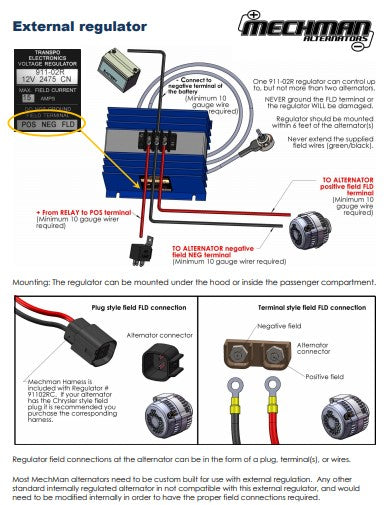 Adjustable External Regulator w/ 2 Pin Alt Harness | 91102RC | by: Mechman @ the lowest price of $189.00