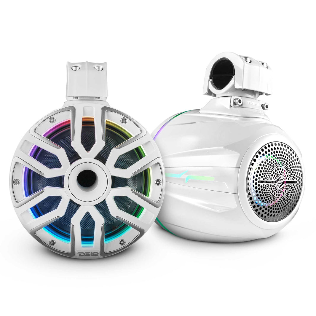 8β Marine Short Tower Speaker With Neodymium Magnet, Kevlar Cone, Compression Driver And Digital LED Lights | 200W RMS 4-Ohm