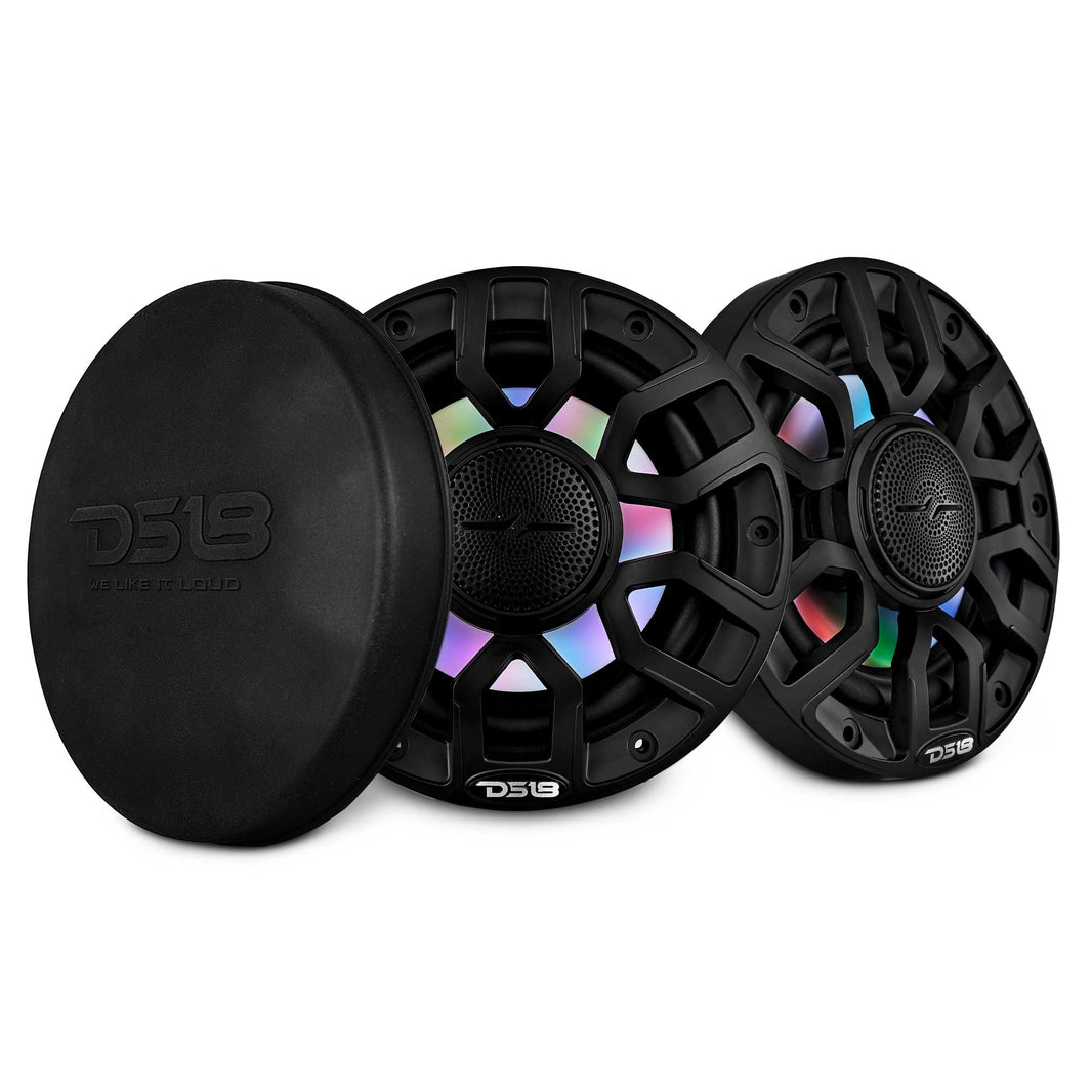 NXL 6.5" 2-Way Coaxial Marine Speaker with Bullet Tweeter and Digital Led Lights | 150W RMS 4-Ohm