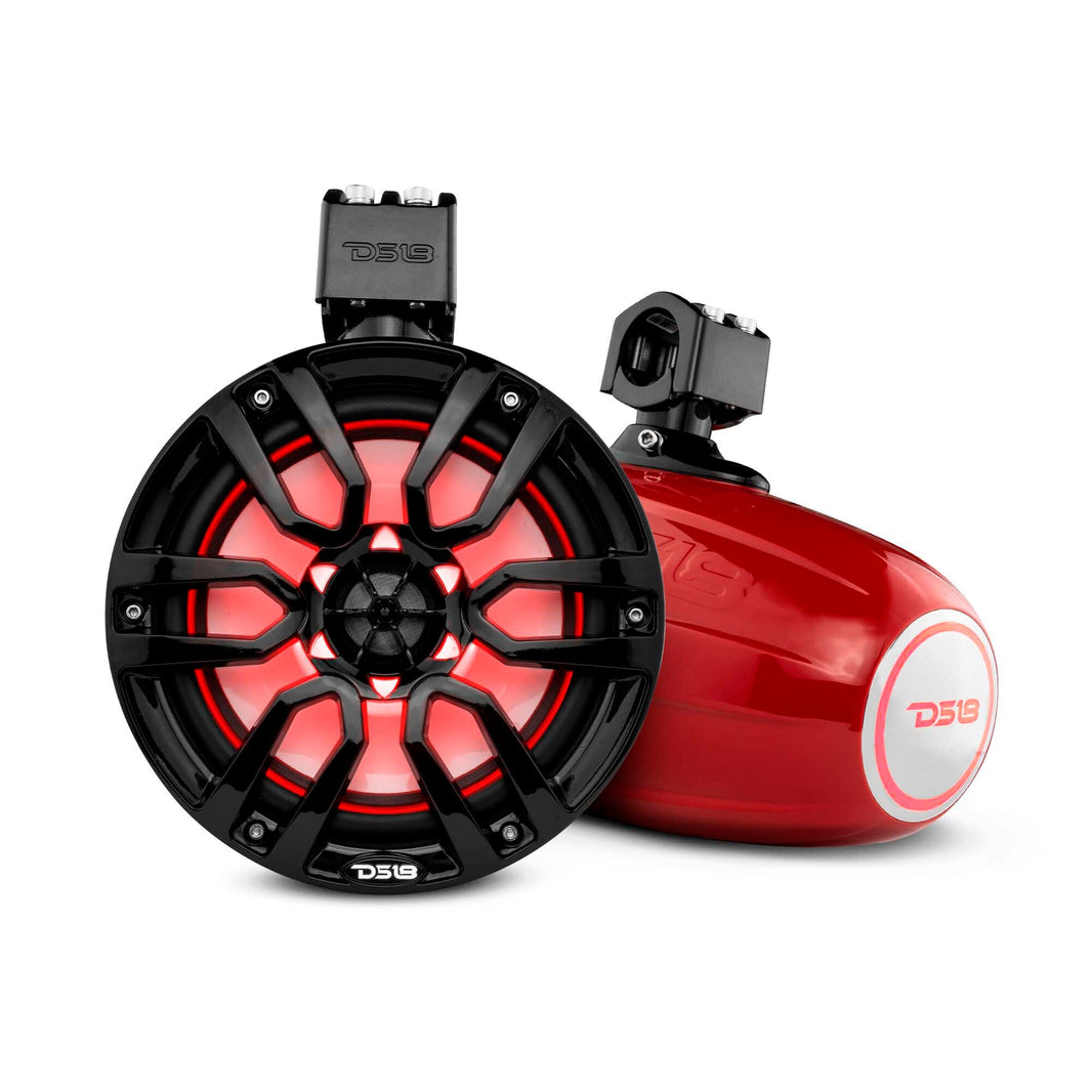 NXL 8" Marine and Powersports Towers LED RGB Lights 125 Watts Rms - Red