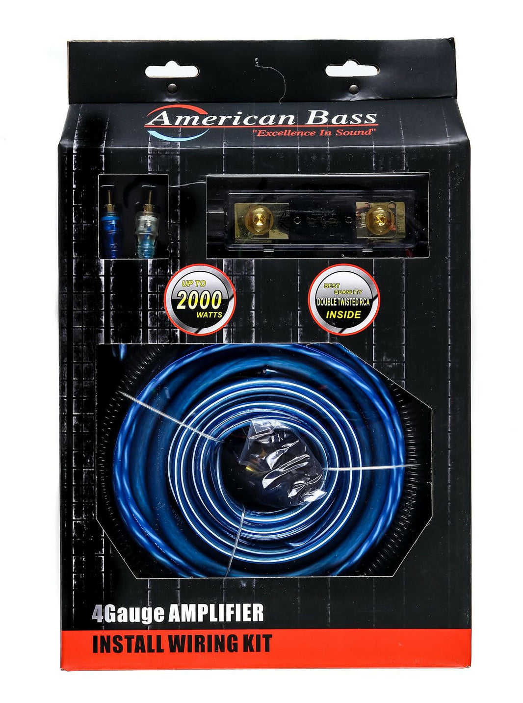 American Bass 4 Gauge Complete CCA (Copper Clad Aluminum) Amplifier Wiring Kit