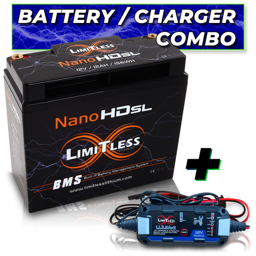 Nano -HD SL 12AH Motorcycle / Power sports Battery With 3.5A Battery Maintainer (BCI 20 Case)