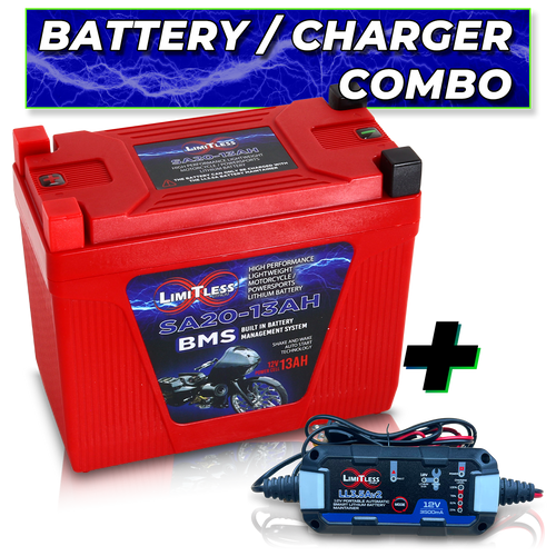 Shake Awake 20 Case 13AH Smart Motorcycle battery With 3.5A Battery Maintainer - YES