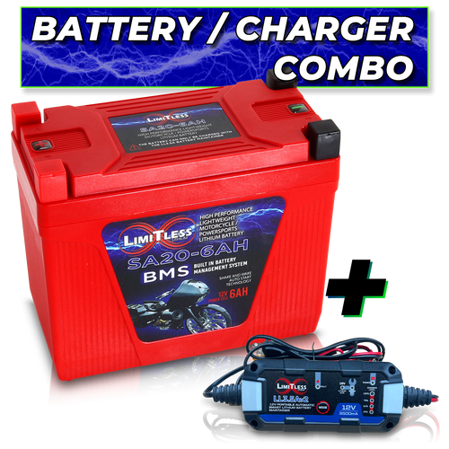 Shake Awake 20 Case 6Ah Smart Motorcycle battery With 3.5A Battery Maintainer - YES