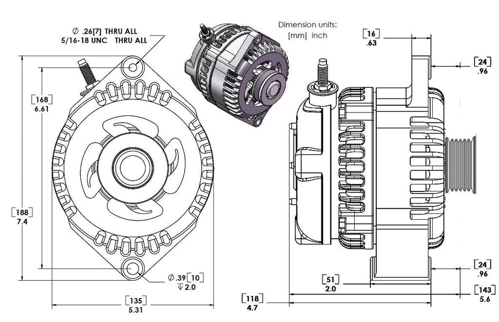 320 amp racing alternator - Chrome | 7127320C | by: Mechman @ the lowest price of $599.00