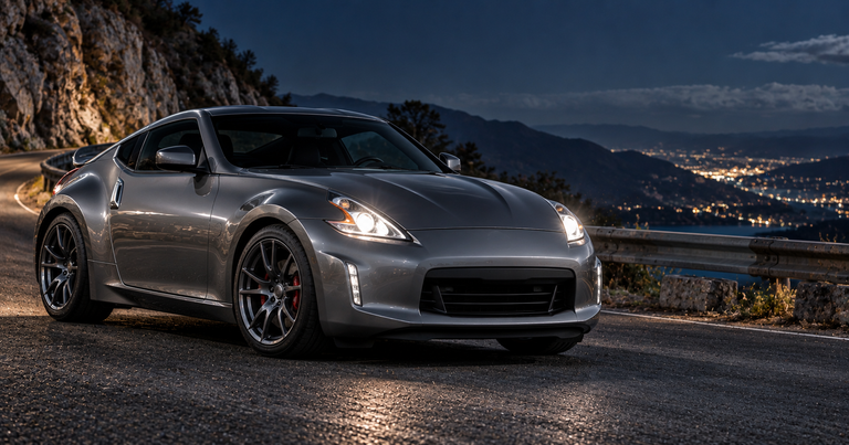 Grey Nissan 370Z at a mountain pullout at night, Nissan and Infiniti alternators