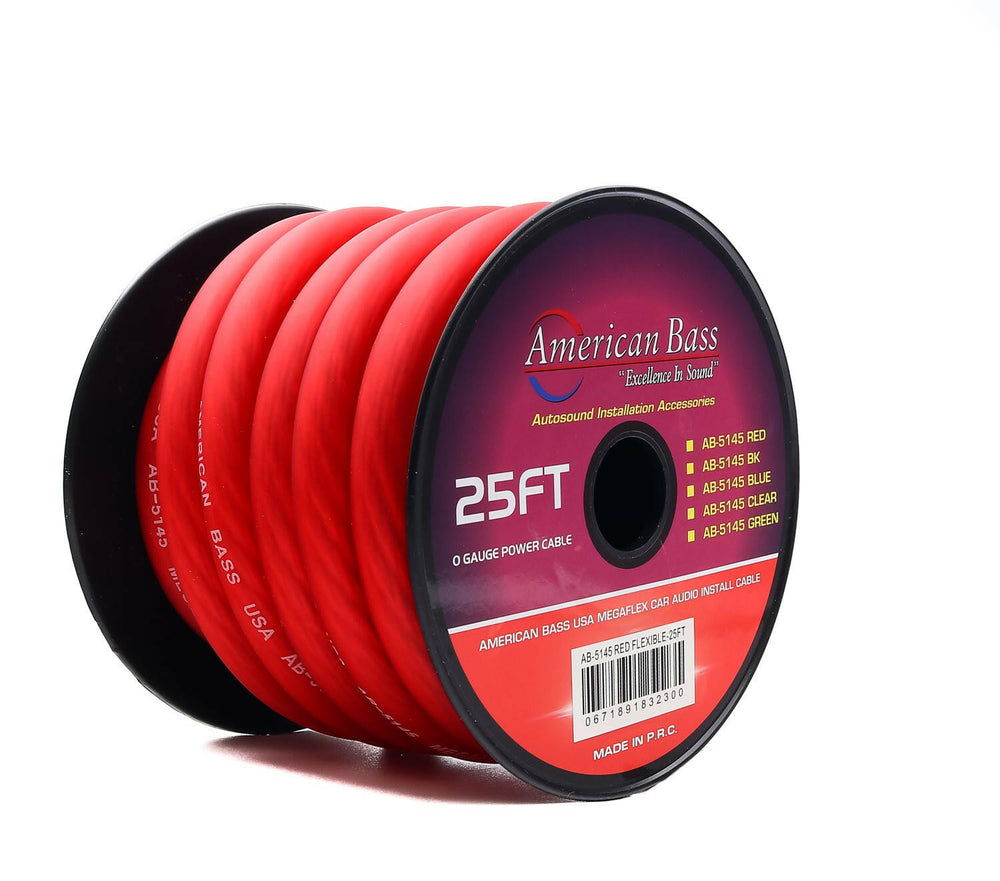 1/0 Gauge Mega Flex Power Cable 25/50ft Roll - Black / 25ft