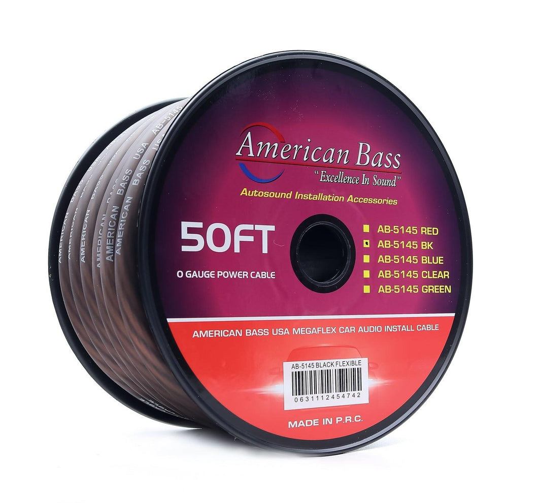 1/0 Gauge Mega Flex Power Cable 25/50ft Roll - Black / 25ft