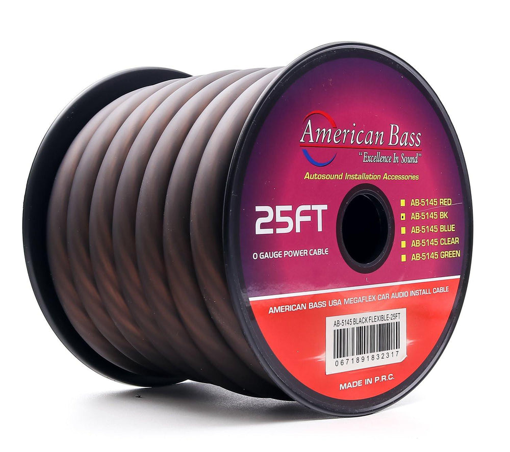 1/0 Gauge Mega Flex Power Cable 25/50ft Roll - Black / 25ft