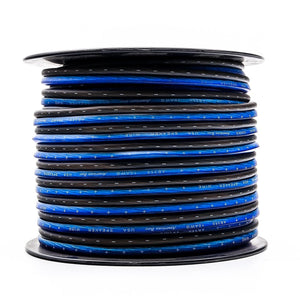 10 Gauge Megaflex Speaker Wire 100ft Spool - Blue-Black Twist