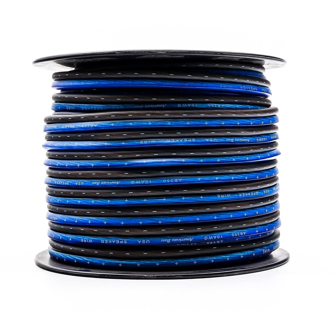 10 Gauge Megaflex Speaker Wire 100ft Spool - Blue-Black Twist