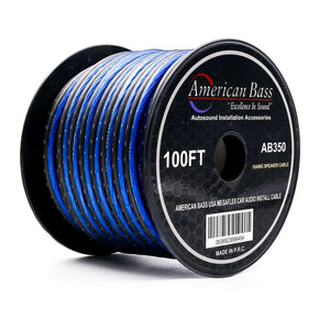 10 Gauge Megaflex Speaker Wire 100ft Spool - Blue-Black Twist