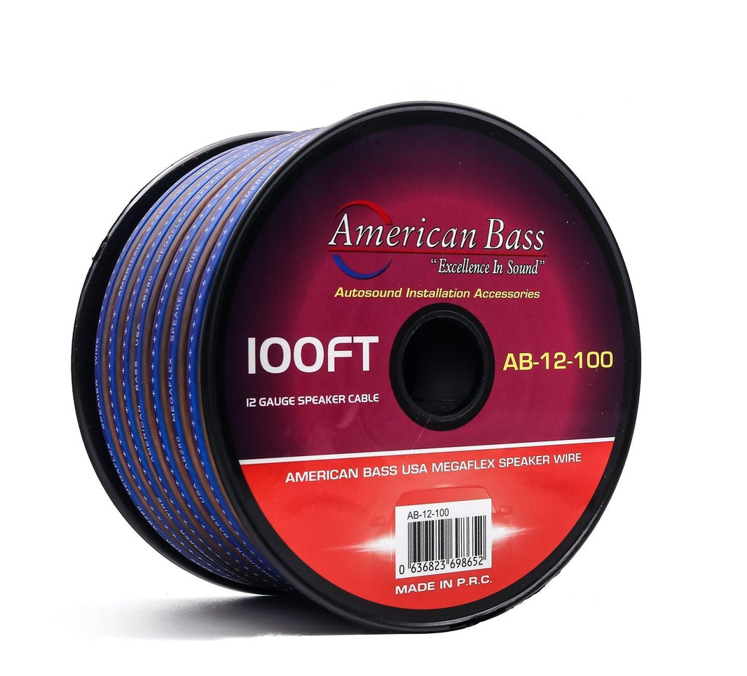 12 Gauge Megaflex Speaker Wire 100ft Spool - Blue and Black