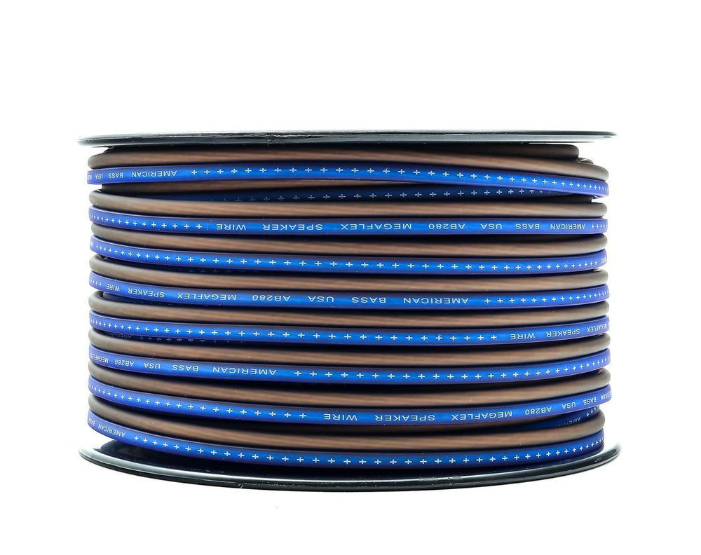 12 Gauge Megaflex Speaker Wire 100ft Spool - Blue and Black