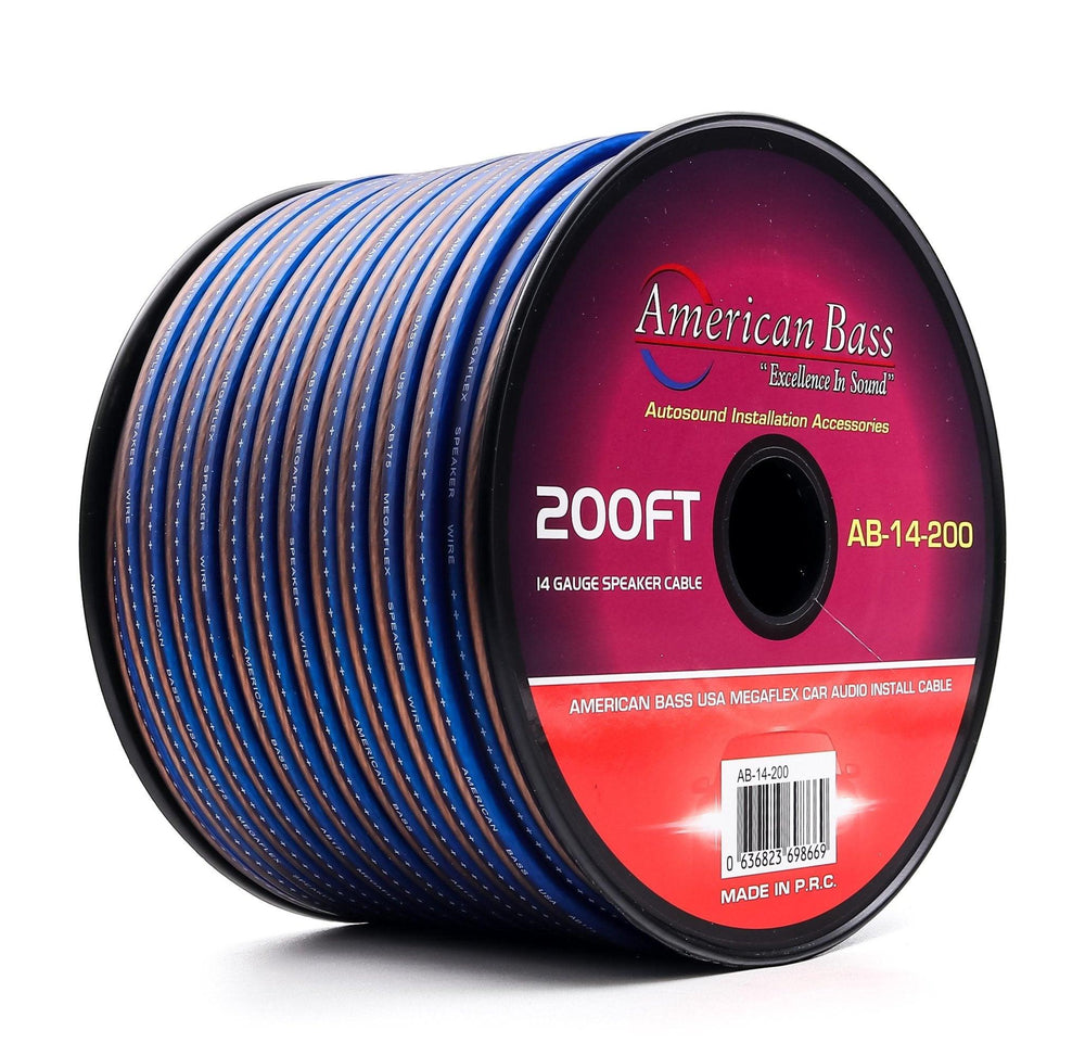 14 Gauge Mega Flex Speaker Wire 200ft Roll - Blue and Black