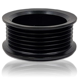 2.1" (55mm) 6 rib pulley, black hard anodized steel / wear resistant