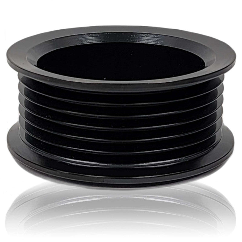 2.1" (55mm) 6 rib pulley, black hard anodized steel / wear resistant