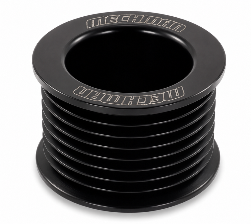 46mm 8 rib serpentine pulley - hard anodized aluminum