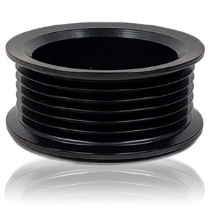 2.5" (62mm) 6 rib pulley, black hard anodized steel / wear resistant