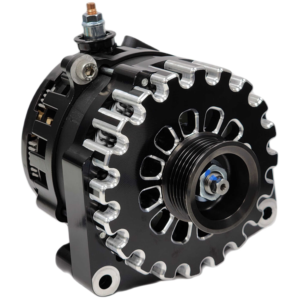 250 Amp Black Billet High Output Alternator for GM 2 pin WITH RVC Bypass | B14019250B | by: Mechman @ the lowest price of $549.00