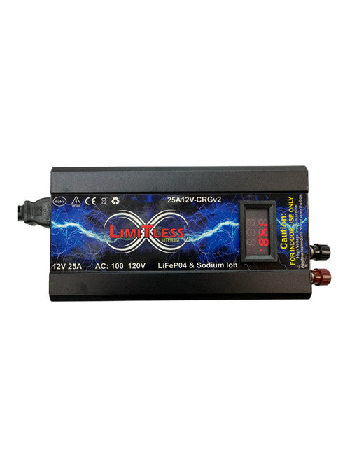 Limitless Lithium 25A 12V Charger/Power supply With LED Screen 