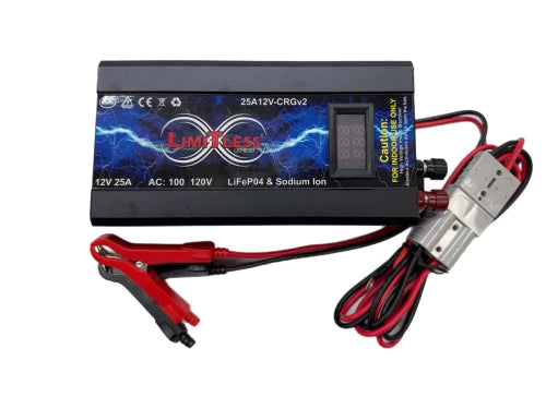 Limitless Lithium 25A 12V Charger/Power supply With LED Screen 