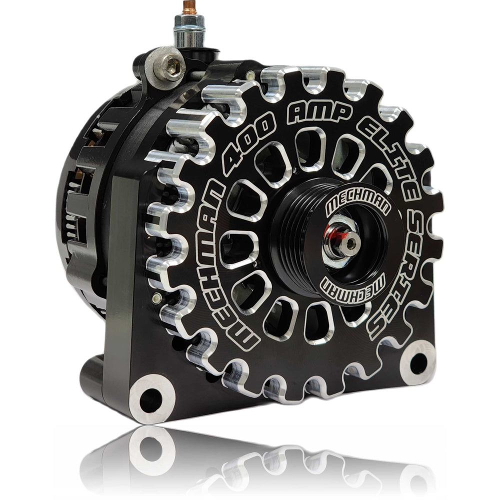 400 Amp Black Billet High Output Alternator for GM Truck / SUV with OEM STRETCH BELT | B11785400B | by: Mechman @ the lowest price of $699.00