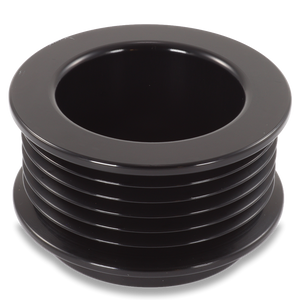 54mm 6 rib pulley, extended shoulder, hard anodized alum