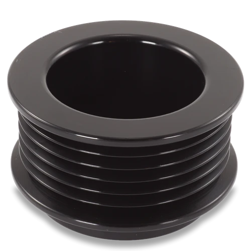 54mm 6 rib pulley, extended shoulder, hard anodized alum