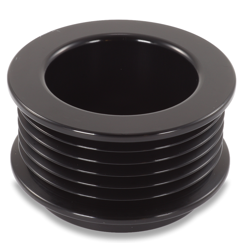 54mm 7 rib pulley, extended shoulder, hard anodized alum