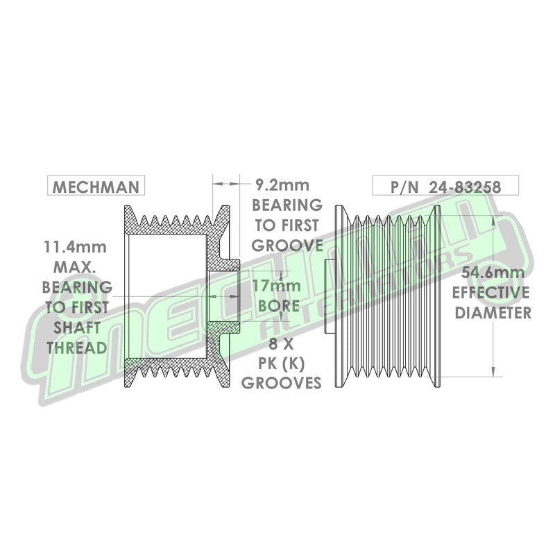 54mm 8 Rib Serpentine Steel Pulley