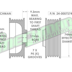7 Rib 2.9" Billet aluminum racing pulley - Hard anodized