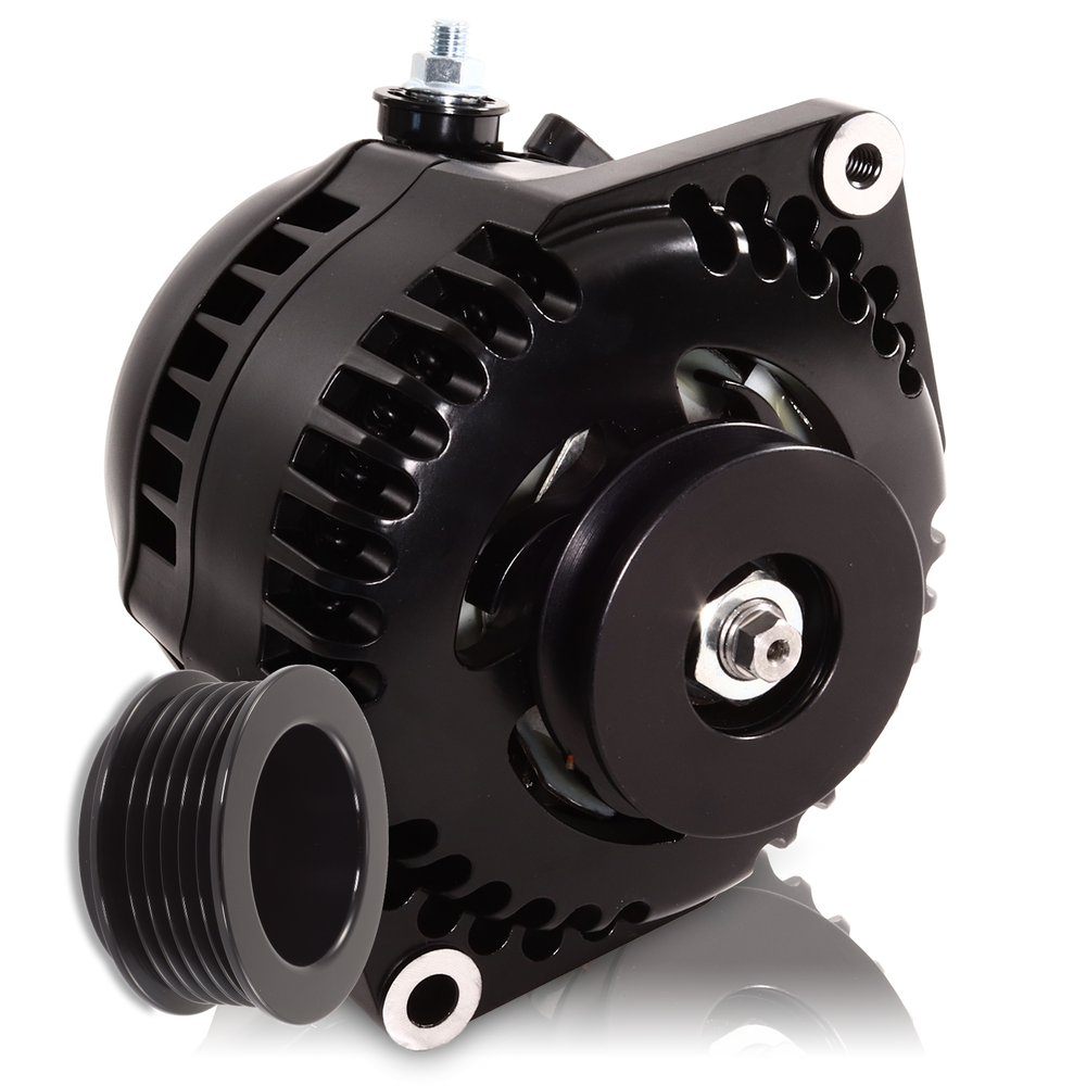 170 amp racing alternator for 1963-1985 GM - BLACK (includes 2 pulleys) | 7127170B | by: Mechman @ the lowest price of $349.00