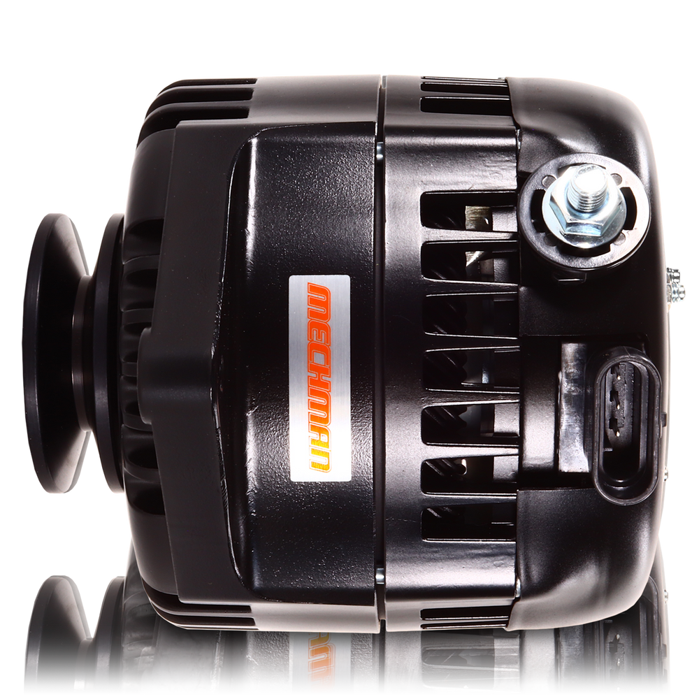 170 amp racing alternator for 1963-1985 GM - BLACK (includes 2 pulleys) | 7127170B | by: Mechman @ the lowest price of $349.00