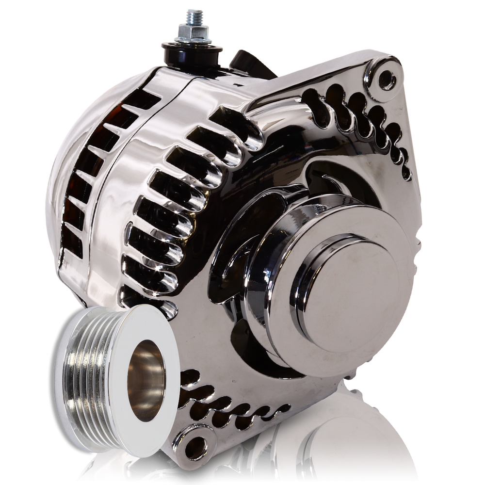 170 am racing alternator - 63-85 GM - Chrome (includes 2 pulleys) | 7127170C | by: Mechman @ the lowest price of $449.00