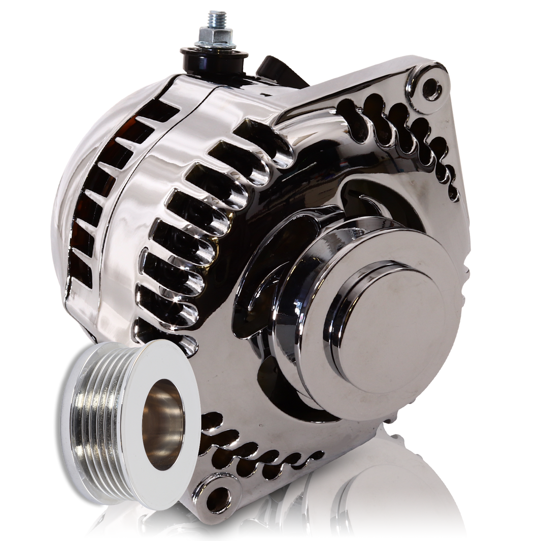 170 am racing alternator - 63-85 GM - Chrome (includes 2 pulleys) | 7127170C | by: Mechman @ the lowest price of $449.00