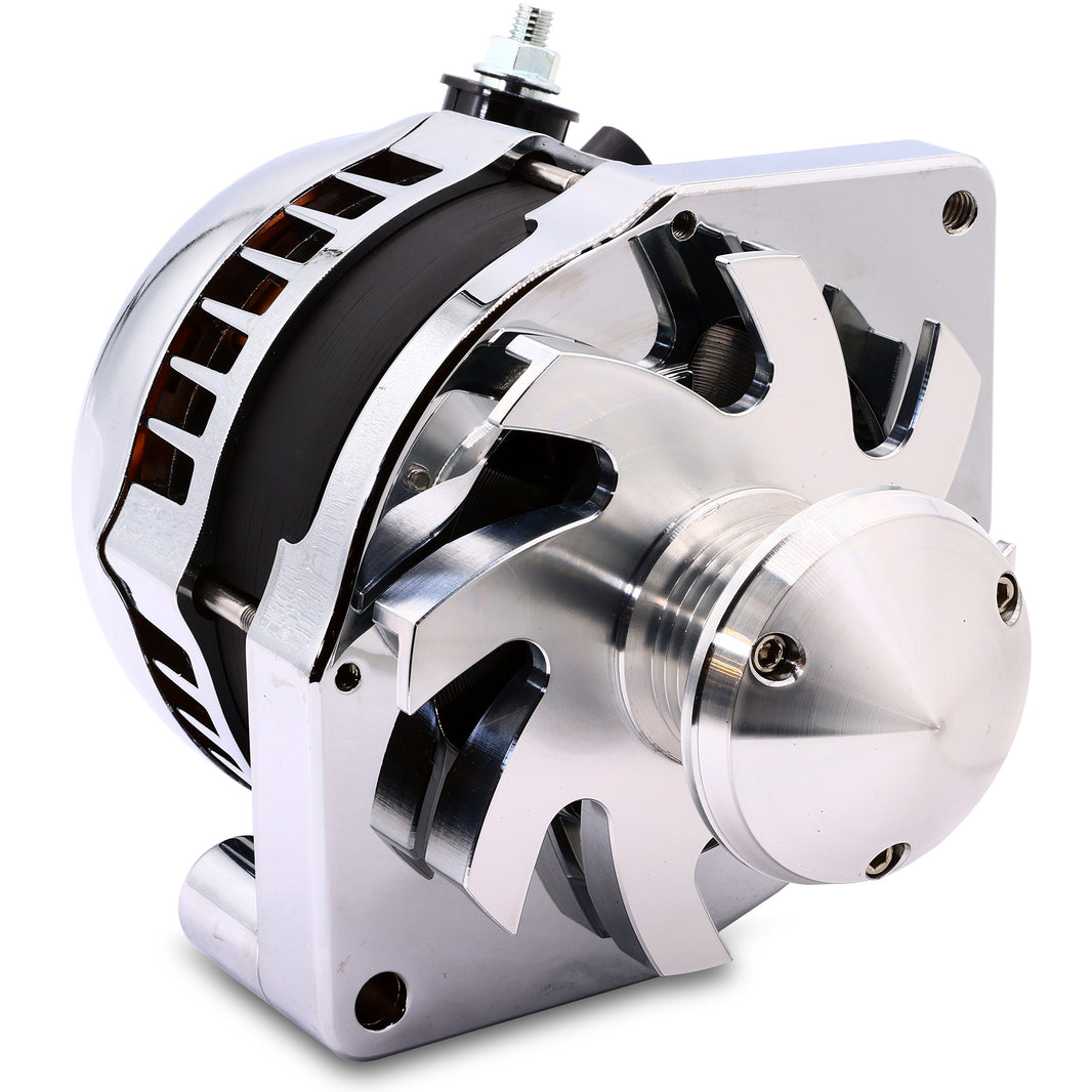 S Series 6 Phase High Output 240 Amp Alternator with 6.61" - Chrome w/March 1.75" Pulley and Fan