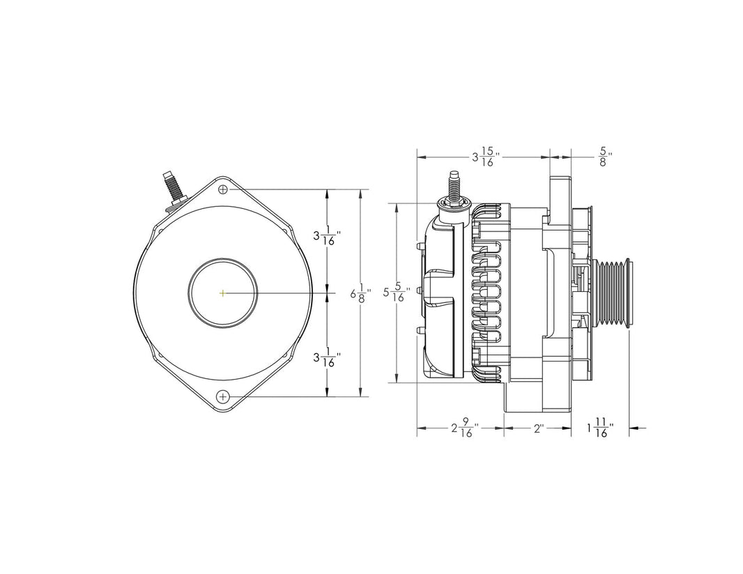S Series 240 Amp Alternator with 6.15" Bolt Pattern - POLISHED w/ March Pulley | BP572240P-M175 | by: Mechman @ the lowest price of $599.00