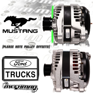 240 amp high output racing alternator Ford 5.0L Coyote engine swap - 1 wire turn on | 11626240-1 | by: Mechman @ the lowest price of $429.00