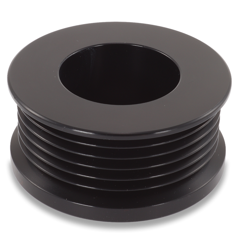 Ford/Vette 6 rib pulley, black hard anodized aluminum