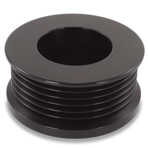 Ford/Vette 6 rib pulley, black hard anodized aluminum